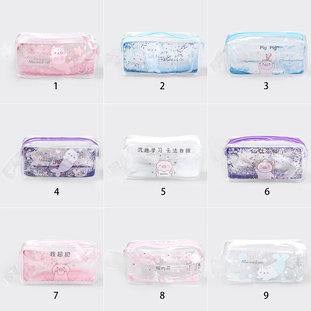 New Transparent Cosmetic Bag Cute Colorful PVC Makeup Case Fashion Sequins Large Capacity Storage Bags Creative Make up Pouch