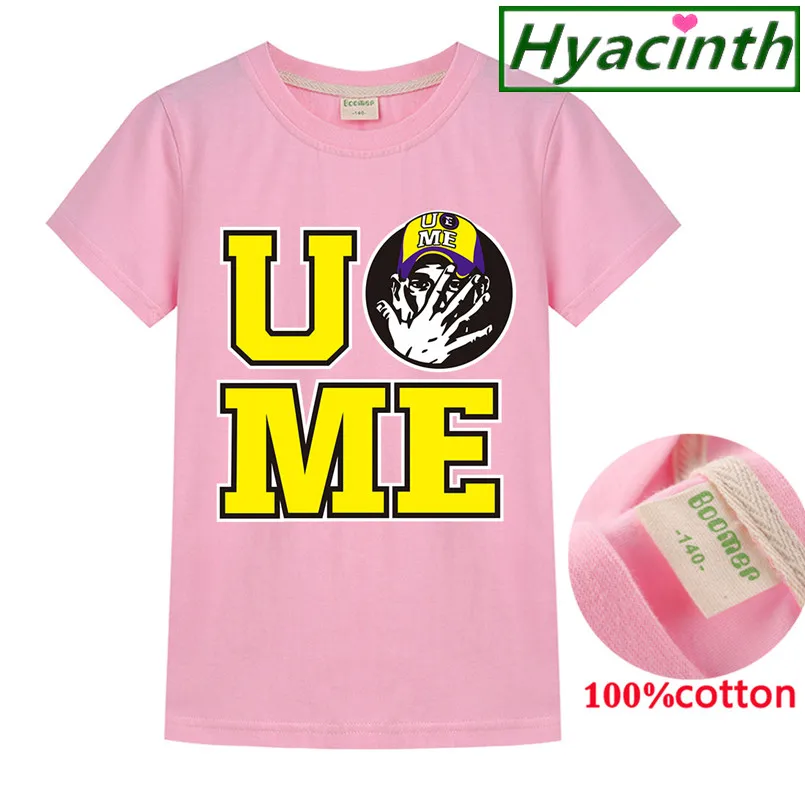 T1202-pink WWE John Cena/детская футболка Топы для маленьких девочек, хлопковая футболка одежда для маленьких мальчиков, футболка с изображением истории игрушек Рождественская Одежда для мальчиков - Цвет: T1202-pink