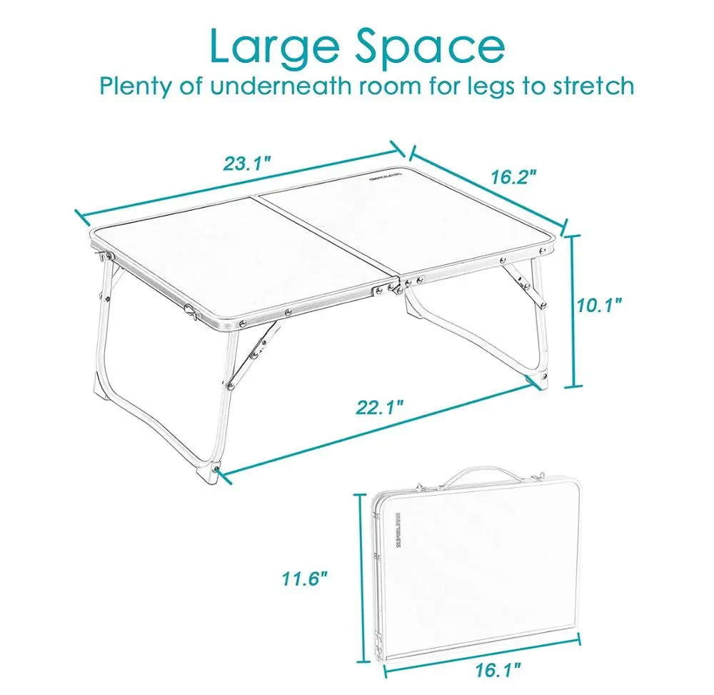  Foldable Laptop Table Leg-Bamboo Wood Grain Lapdesk Breakfast Bed Serving Tray Portable Picnic Desk