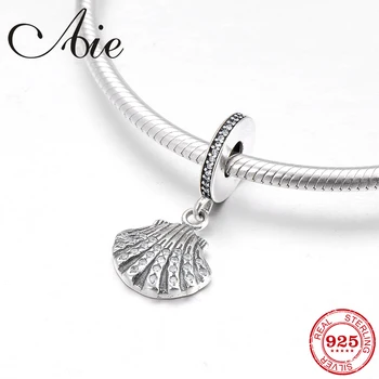 

Deep sea secret scallop shape 925 Sterling Silver Clear CZ fine Pendant Bead Fit Original European Charm Bracelet Jewelry making
