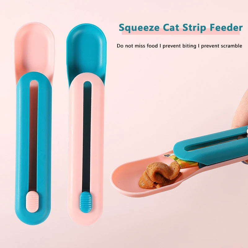 Pet Feeding Spoon Cat Strip Squeezer Puppy Kitty Liquid Food Feeder