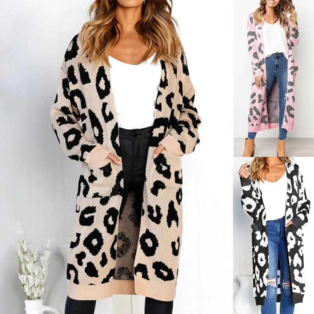 Fashion Women Color Knitted Print Long Sleeve Cardigan T-shirt Tops Sweater Coat | Женская одежда