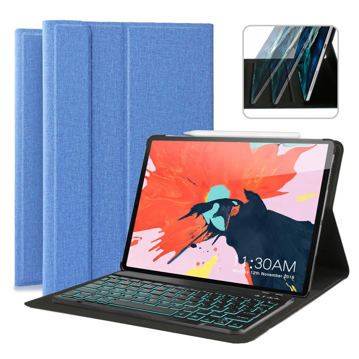 7 цветов, чехол с Bluetooth клавиатурой и подсветкой для iPad Pro 12,9 с карандашом Apple A1876 A1895 a1983a2014