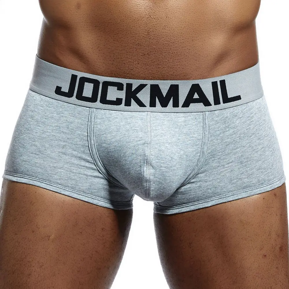 402 gray JOCKMAIL, Брендовые мужские трусы, дышащие боксеры, хлопковое Мужское нижнее белье, u-образный выпуклый мешочек, сексуальные трусы с принтом листьев, домашняя одежда, шорты - Цвет: 402 gray