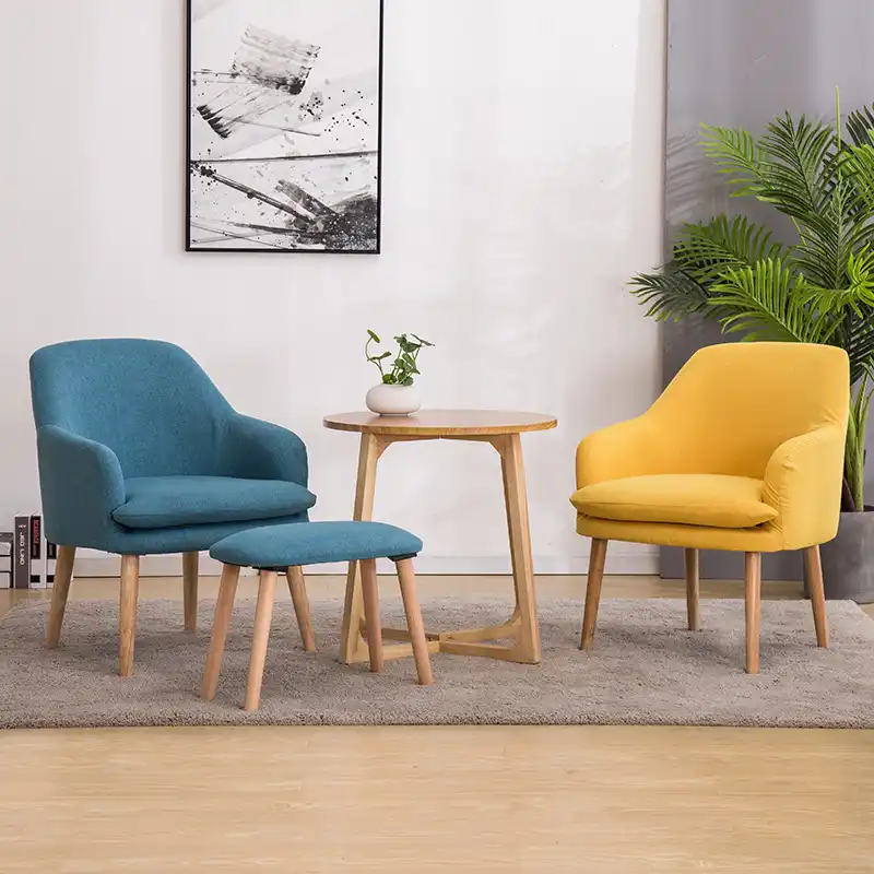 sofa nordico de tela de madera solida para sala de estar silla de ocio moderna y minimalista para balcon y dormitorio