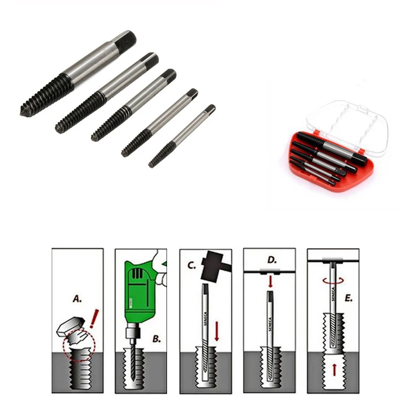 5pcs-Auto-Damaged-Screws-Extractor-Bolt-Removal-Drill-Nut-Bits-Guide-Broken-Tire-Repair-Tool-Car