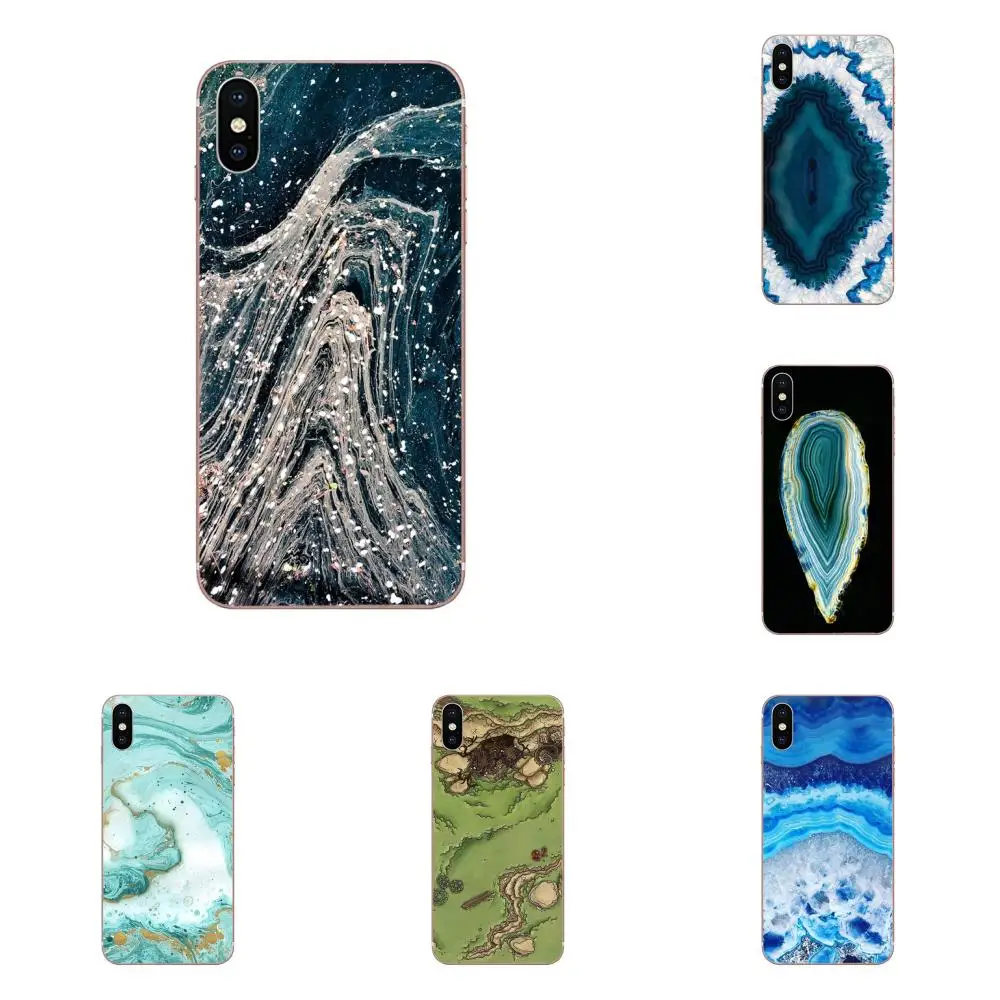 

For Xiaomi Redmi Mi 4 7A 9T K20 CC9 CC9e Note 7 9 Y3 SE Pro Prime Go Play TPU Bags Cases Aqua Turquoise Agate Print