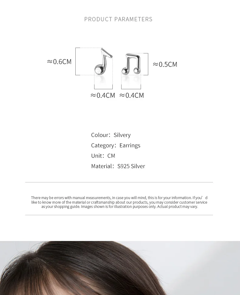 925 Sterling Silver Fashion Music Notation Earrings