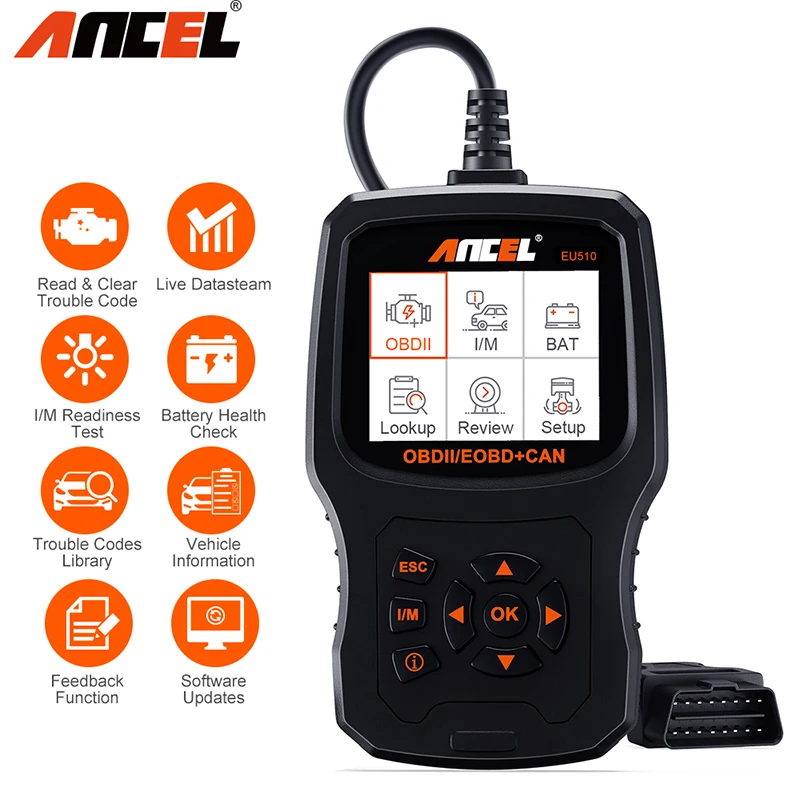 Ancel EU510 OBD2 сканер Код двигателя считыватель авто Батарея тест ODB OBD 2 диагностика