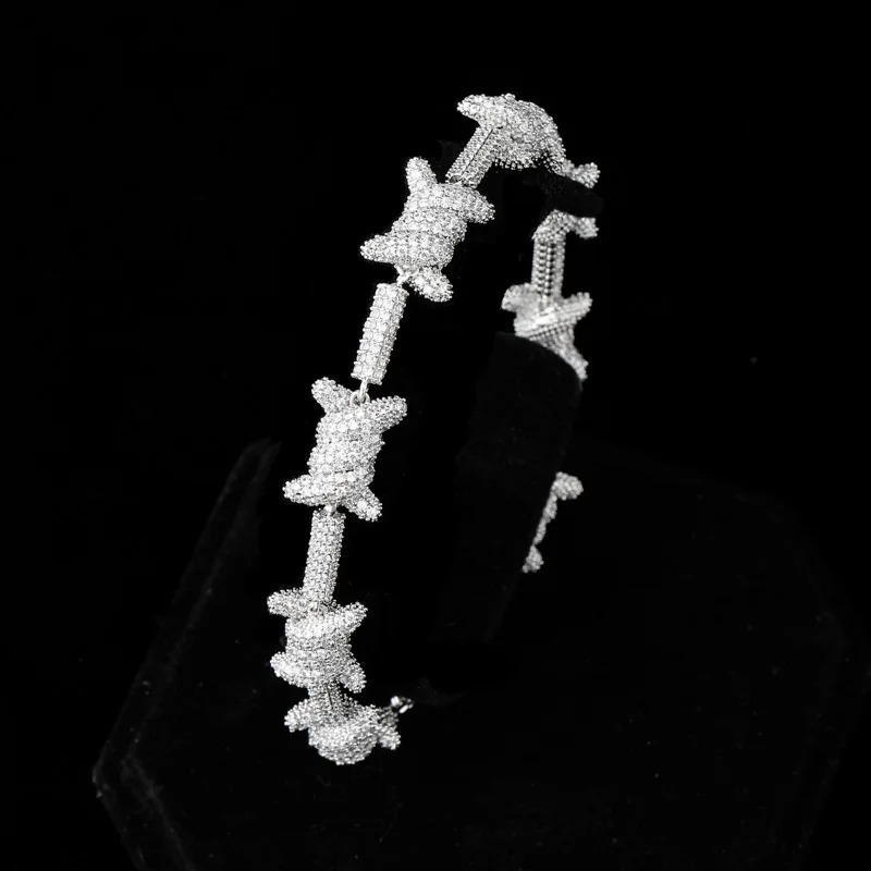 Хип-хоп рэпер AAA+ циркониевый камень cz вымощенный лед из Bling золото серебро круглая палка звено цепи браслеты для мужчин женщин очаровательные ювелирные изделия