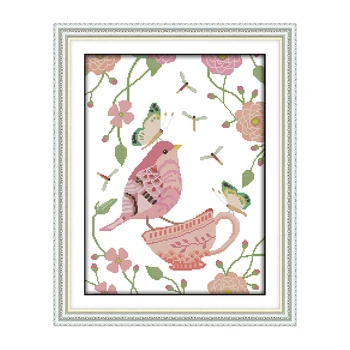 

Birds' Twitter and Fragrance of Flowers Painting Cross Stitch Embroidery Kits 14CT 11CT Counted Printed Fabric Needlework Kits