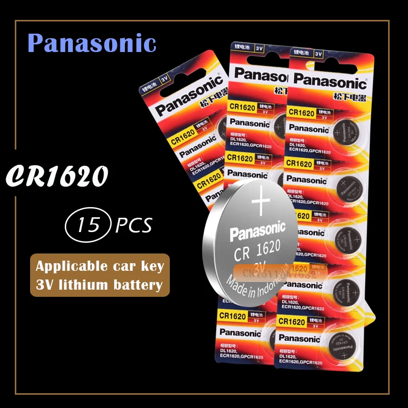 15 шт. Panasonic CR1620 кнопочные батарейки для монет CR1620 автомобильный пульт дистанционного управления электрическая сигнализация 3 В литиевая батарея