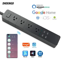 Wifi inteligente tira de energia eua tomadas plug funciona com alexa google casa multi plug 4 ac 4 portas de carregamento usb, controle de voz