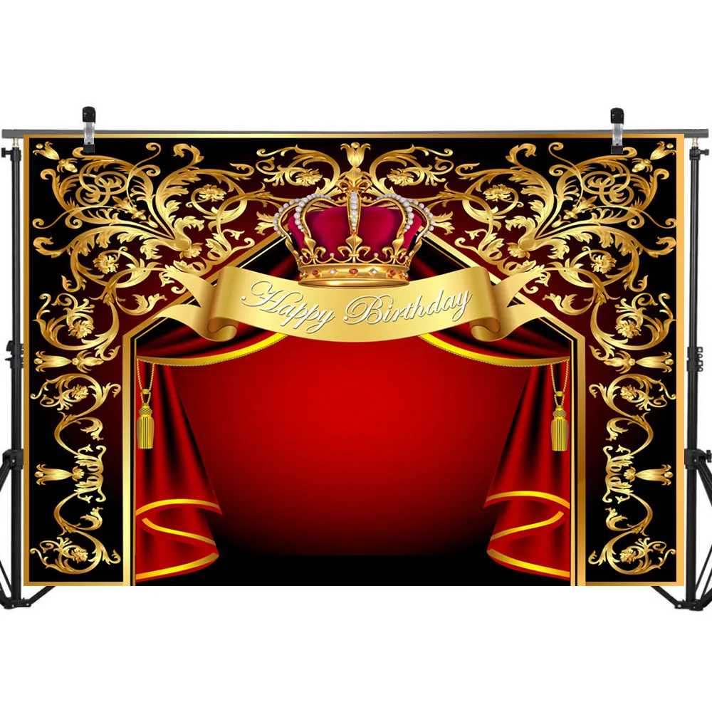 Neoback Mahkota Pesta Ulang Tahun Fotografi Latar Belakang Emas Pola Merah Tirai Luxury Latar Belakang Kustom Untuk Foto Background Aliexpress