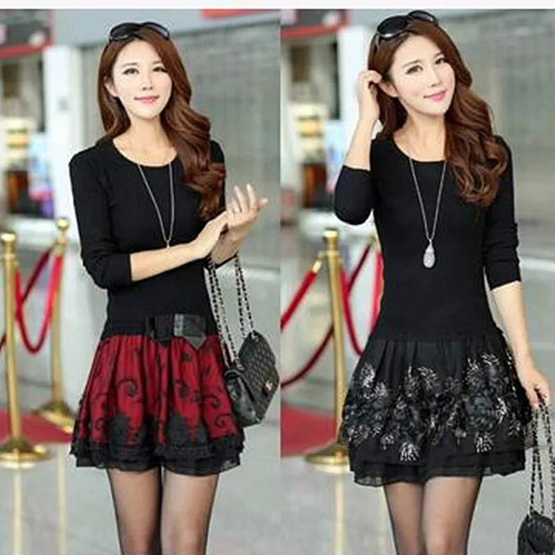 Новые поступления 2018 женские платья осень-зима бренд с длинным рукавом вязаный