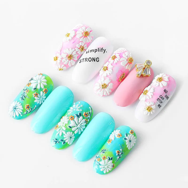 Рельефная наклейка с цветами для дизайна ногтей переводная наклейка с водой для дизайна ногтей 3D наклейка s Small для ногтей