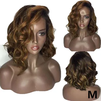 

150% Density 13x4 Short Human Hair Bob Wigs Body Wave Ombre Brown 30 Highlight Lace Front Human Hair Wigs Preplucked For Women