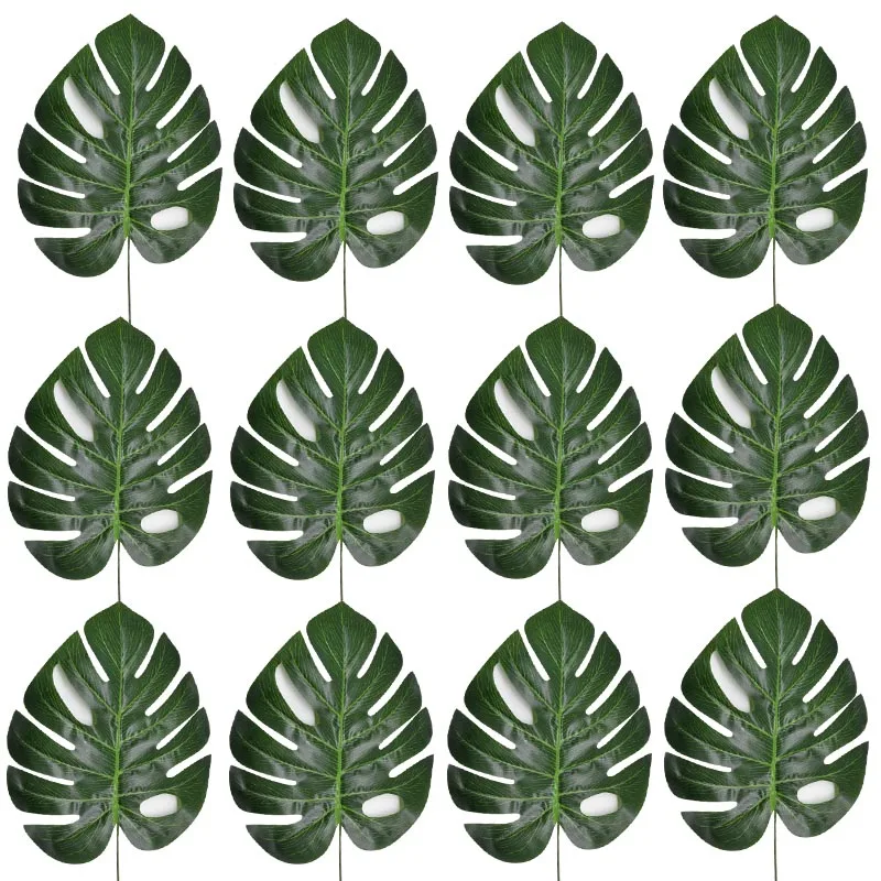 10-20 Pcs Artificial Plants Tropical Monstera Palm Leaves Simulation Leaf For Hawaiian Theme Party Decor Home Garden Fake Leaves