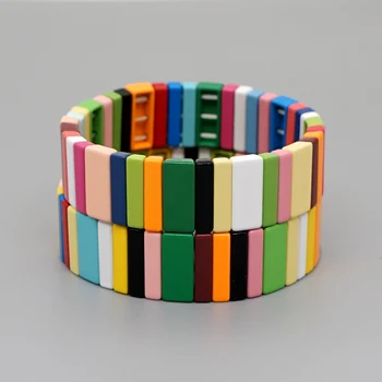

Shinus Rainbow Bangles High Quality Women Bracelet Enamel Tile Bracelets Pulseira Mujer Colorful Boho Latest Jewelry Gift