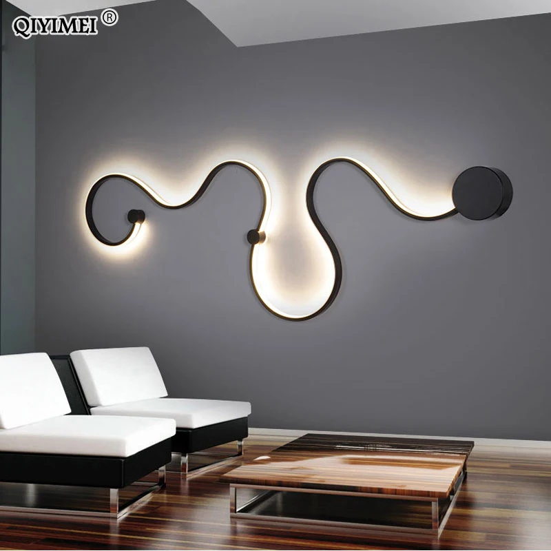 Lámparas De Pared Modernas para dormitorio, estudio de vida habitación con balcón acrílico deco en blanco negro cuerpo de hierro lámpara de luces led lámparas