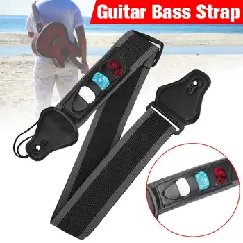 

Electric Acoustic Guitar Bass Strap Adjustable Nylon Strap with 3 Picks Pick Holder Light Weight Easy to Carry