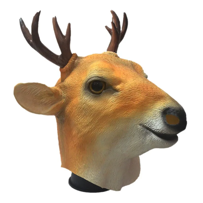 

Deer Latex Mask Simulation Animal Sika Mask Creative Environmental Protection deer Halloween Masquerade Party Headgear