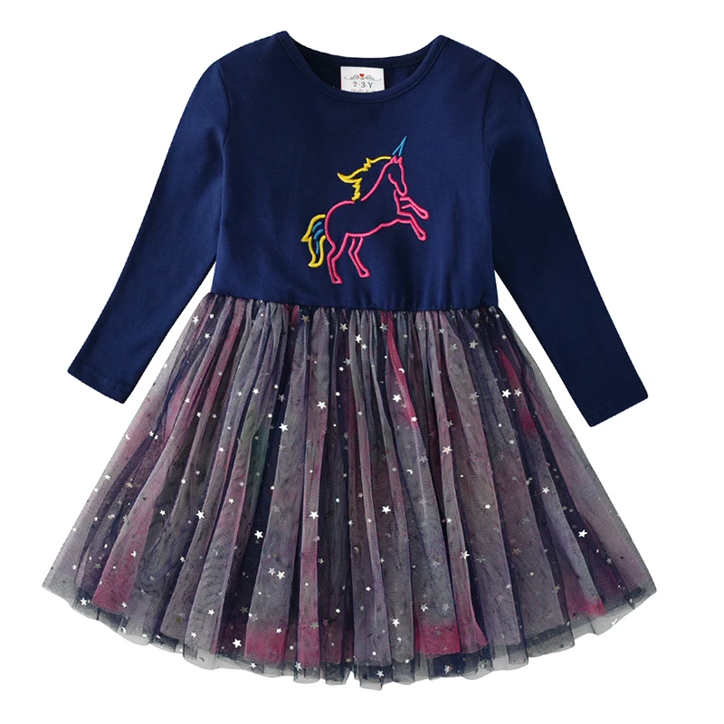 DXTON/платье для девочек с единорогом; хлопковые детские платья принцессы; праздничная одежда для малышей; детское платье-пачка; зимнее платье для девочек с героями мультфильмов; Vestidos - Цвет: RELH4993