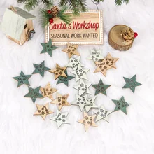 Nórdico Vintage DIY estrella de cinco puntas de madera árbol de Navidad escaparate decoración colgante decoraciones de fiesta de navidad regalo para niños