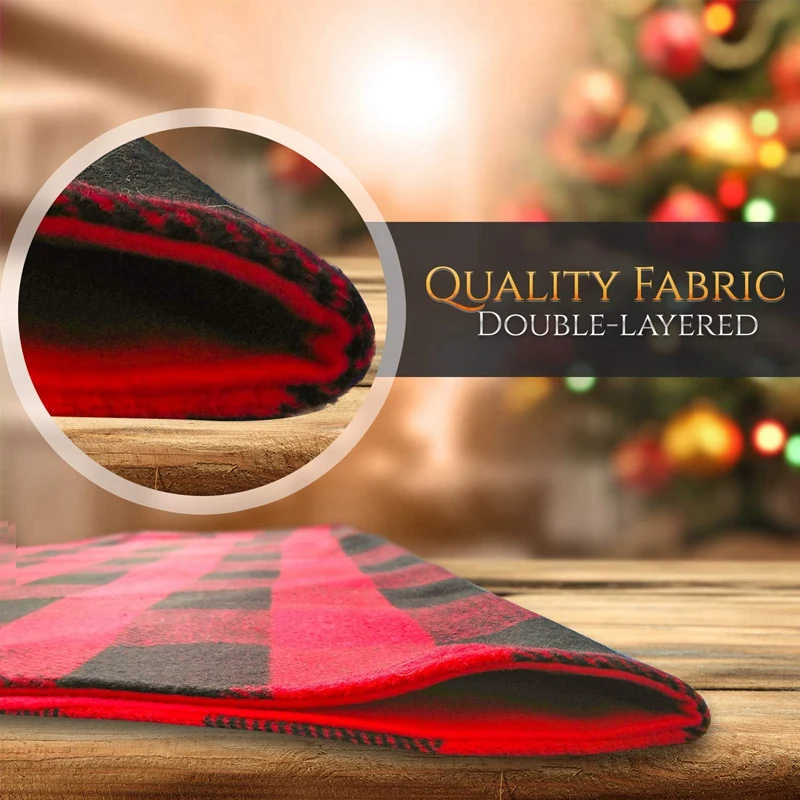 Buffalo Plaid Christmas Tree Skirt- Red Andblack Checks for Atraditional Look- Machine Wash Anddry