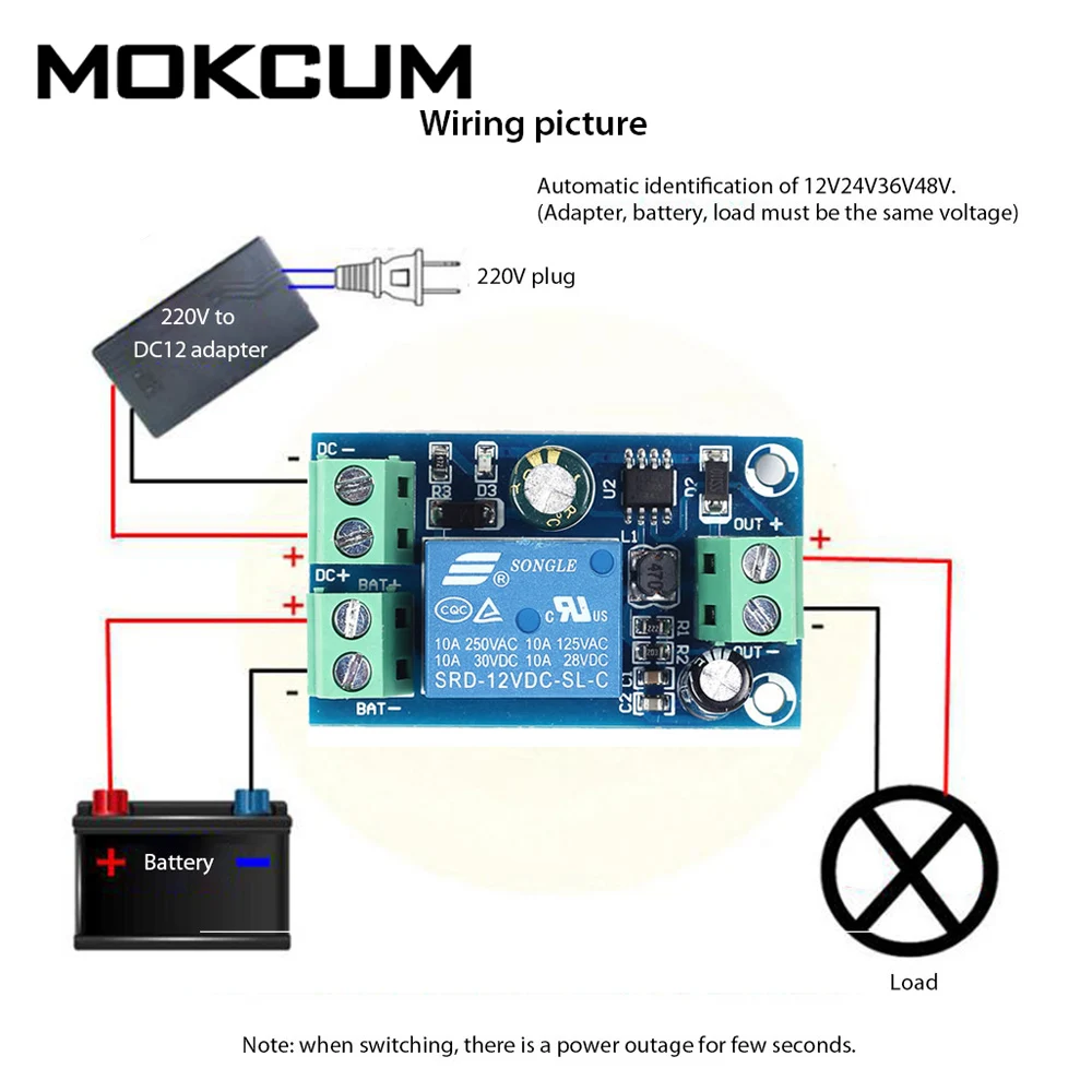 

Power-OFF Protection Module Automatic Switching Module UPS Emergency Cut-off Battery Power Supply 12V to 48V Control Board
