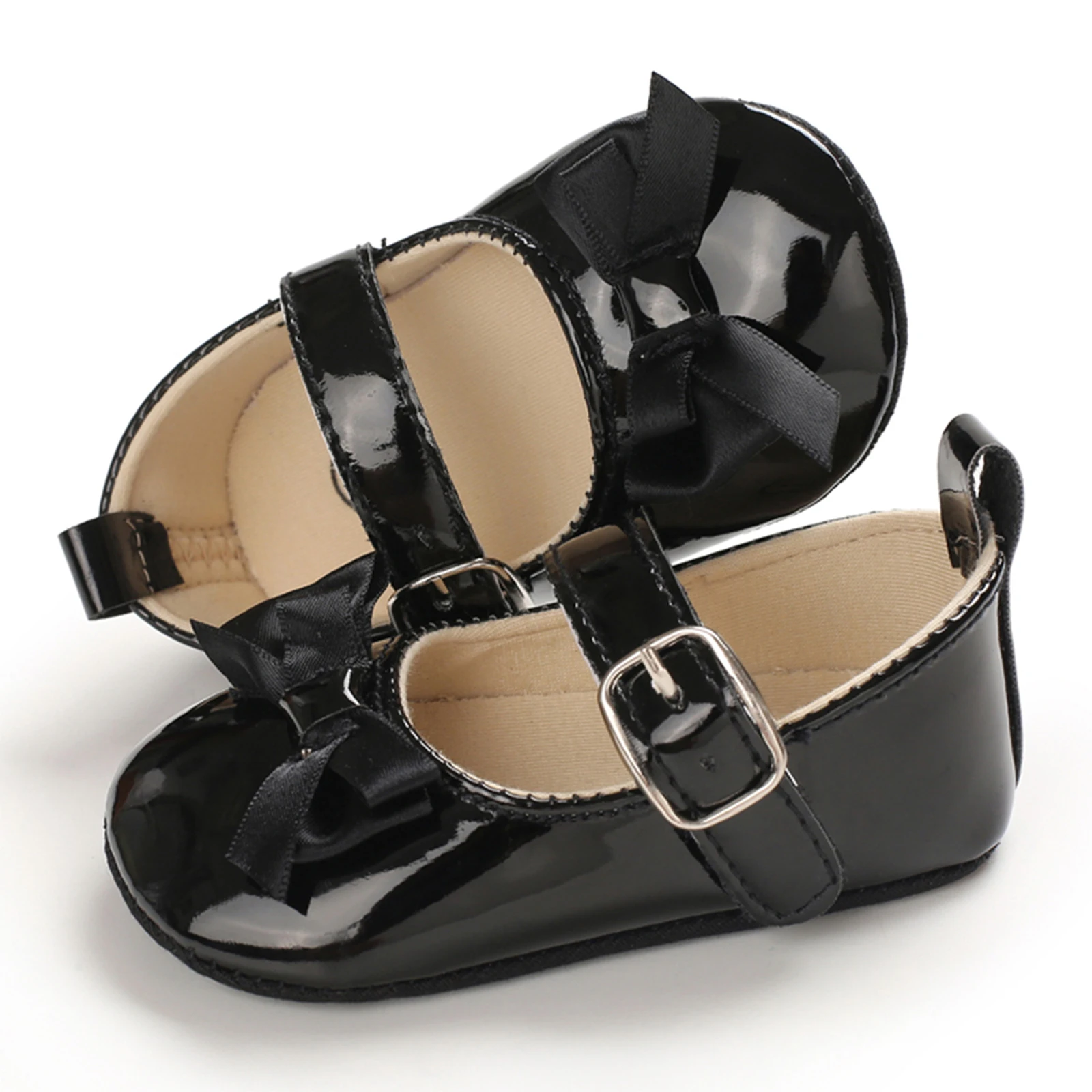 Fashion PU Leather Baby Princess Shoes Newborn Girls Moccasins Shoes Rubber Sole Prewalker Non-slip Summer First Walkers 3
