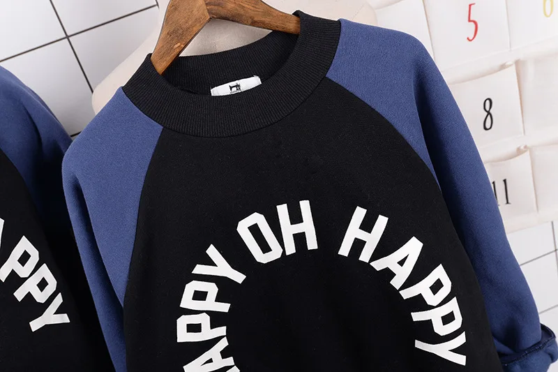 family matching outfits father son mother and me family clothing cotton round neck long sleeve letters stitching color T-shirts