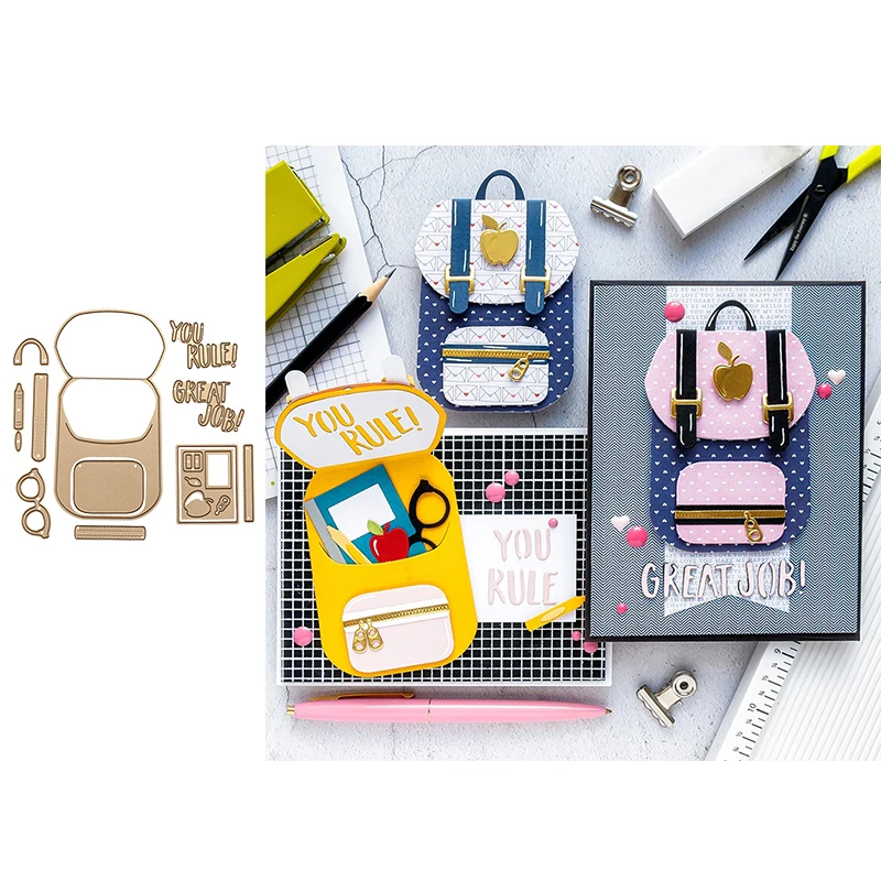 Школьные комплекты рюкзаков металлические режущие штампы для DIY Скрапбукинг альбом тиснение бумажные карты для ручной работы поставки Новинка