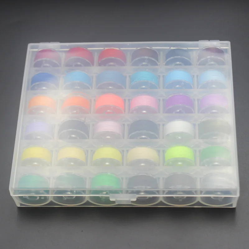 

Household Sewing Thread 36 Transparent Bobbin Box with Line Bobbin 36 Color High Quality Sewing Thread Boxed Bobbin Set