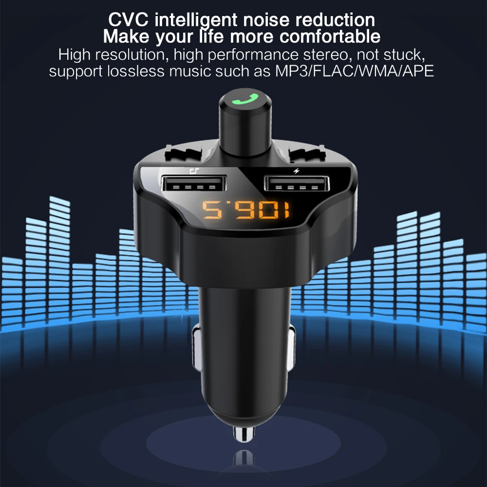 Bluetooth 5,0 двойной USB автомобильный fm-передатчик Handsfree DC12V-24 V Авто mp3-плеер приемник аудио стерео музыка TF карта быстрая зарядка