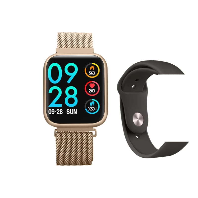 P80 Смарт часы для женщин IP68 Водонепроницаемый Полный сенсорный экран smartwatch для мужчин сердечного ритма для android IOS Pk P70 Relógio inteligente - Цвет: gold
