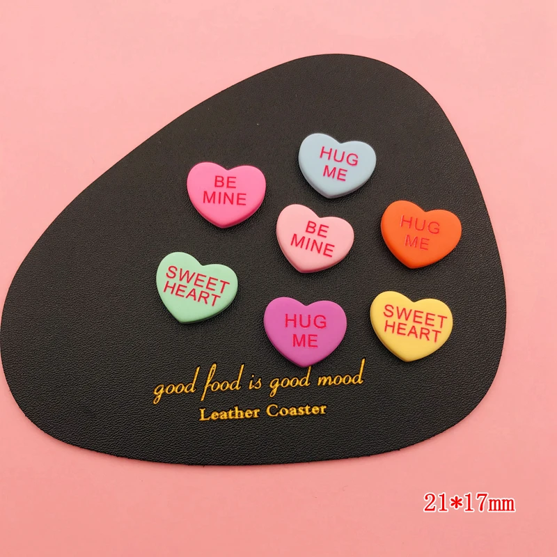 Resin Pastel Conversation Heart for Crafts Making Scrapbooking Jewelry Accessory DIY 20pcs