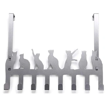 

Decoration over the Door Hook Cute Cat Removable Storage Rack with 8 Hooks Suitable for Hanging Towel Coat Hat Bag Clothes