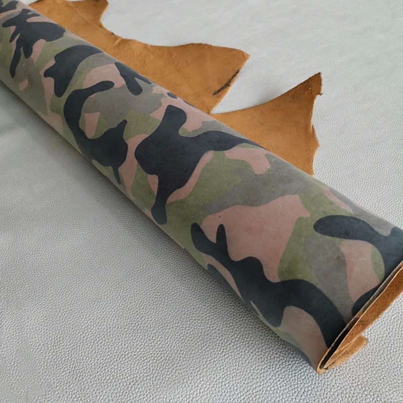 Waxed camouflage vegetable tanned leather craft material retro oil rich genuine cowhide handmade art diy