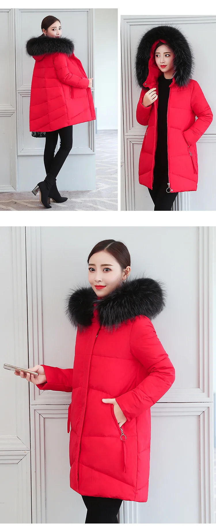 Down Jacket Women's Mid-length New Style Micro for Wechat Business Korean-style Fashion Winter New Style WOMEN'S Dress Thic