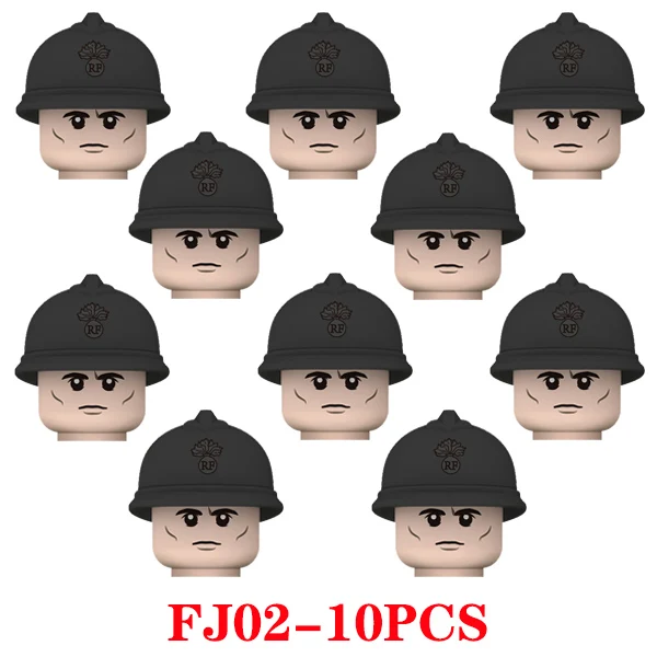WW2 Army Military French Infantry Soldiers Figures Building Blocks WW1 Helmet Weapons Guns Parts Mini Bricks Toy For Children A-FJ02-10PCS