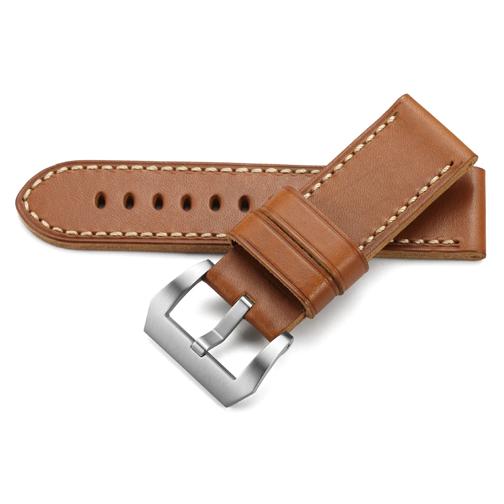 Brown with silver Ремешок для часов iStrap аксессуары 26 мм ремешок для часов кожаный ремешок винтажный кожаный ремешок для часов Panerai - Цвет ремешка: Brown with silver