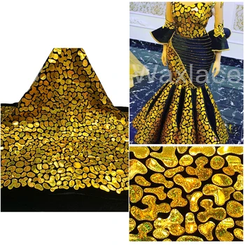 

Latest Velvet African Lace Fabric 2020 High Quality 5 Yards Glitter Hot-Fix Design Women's Dress Nigerian Lace Fabric