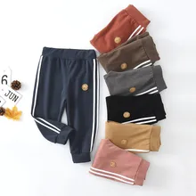 19 осенний стиль, детская одежда для мужчин и женщин, детские тонкие боковые полоски, гимнастические штаны, Детские хлопковые штаны