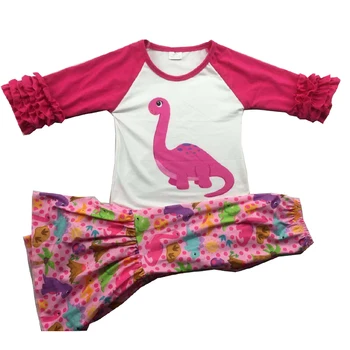 

cutest dino flare legs sets kids girl boutique fancy clothing set hot sale baby girl outfits
