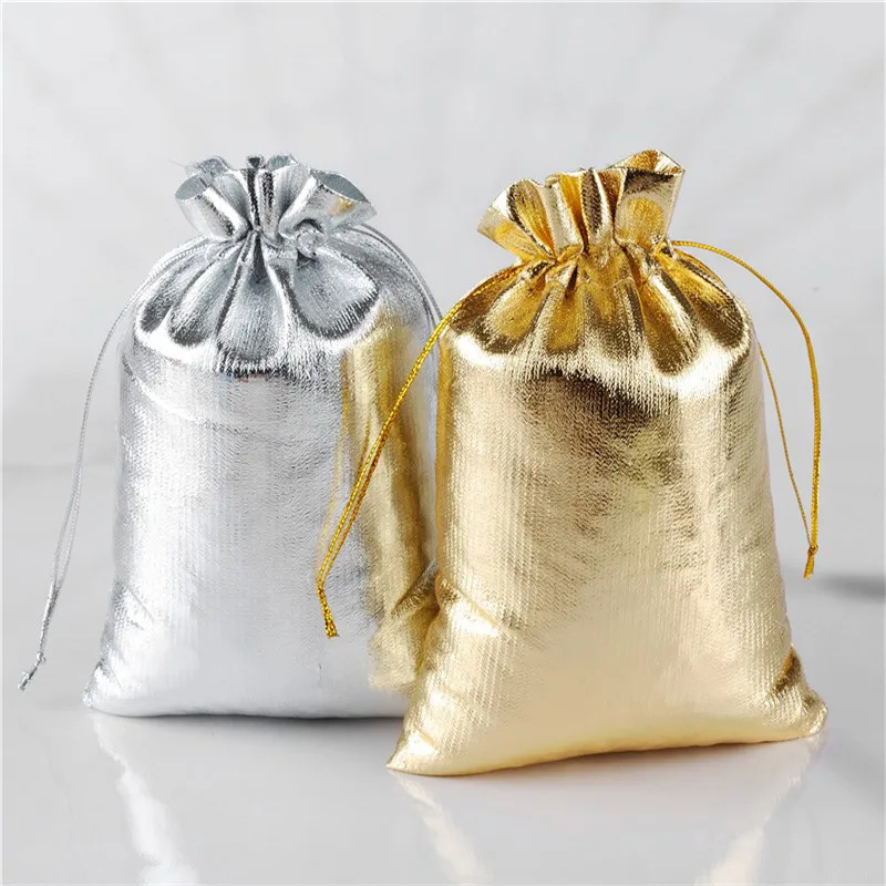 

10pcs Golden/silver Bags Dust-proof Jewelry Candy Packaging Golden/silver Color Hot Selling New Arrived Cute Soft13x18cm 17x23cm
