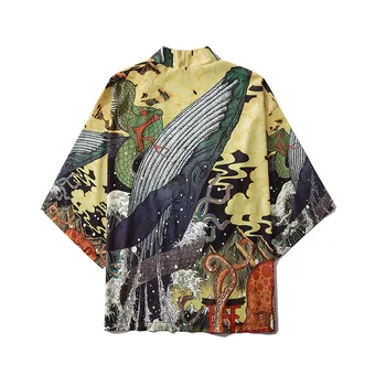

Yukata Men Kimono Cardigan Men Japanese Kimonos Top Coat Kimono Cosplay Costume Print Asian Clothes Summer Beach Casual Shirts