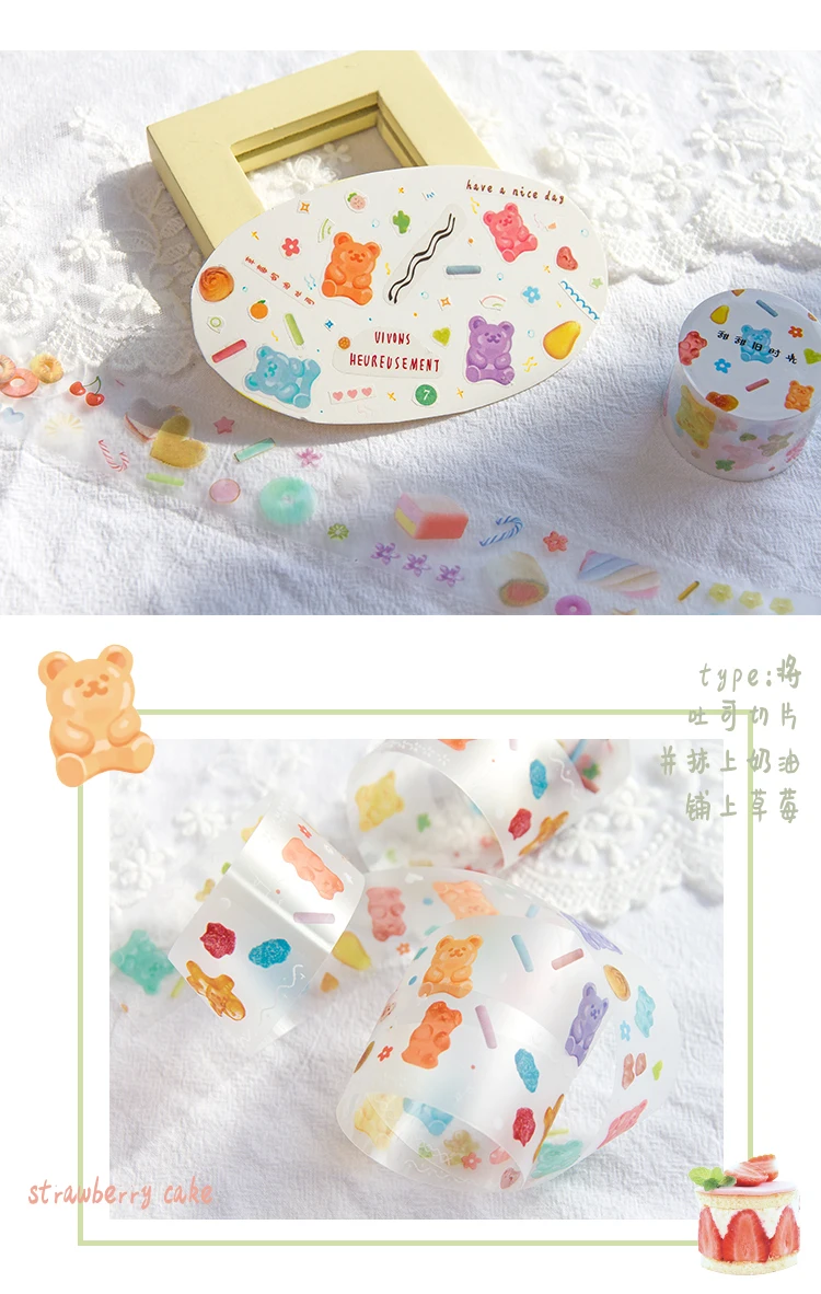 Милый прозрачный набор декоративного скотча Васи для девочек, японские наклейки для домашних животных, скрапбукинг, клейкая пленка, Kawaii, корейский, стационарный