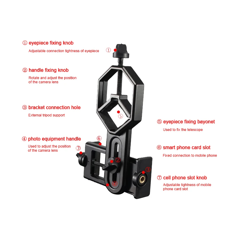 Универсальный телескоп адаптер клип крепление бинокулярный микроскоп телефон Зрительная труба клип Кронштейн Поддержка окуляра D: 28-48 мм