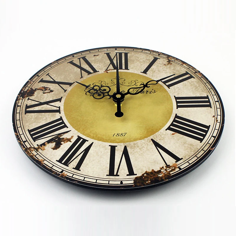 HQ Antique Simple Design Big Round Wall Clock Watch Silent Home Cafe Office Bar Kitchen Wall Large Decorative vintage Wall Clock